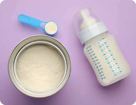 baby milk bottle with milk powder